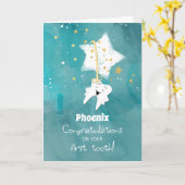 Eerste Tooth Stars bij nacht Gefeliciteerd Kaart (Gele Bloem)