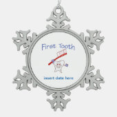 Eerste Tooth Tin Sneeuwvlok Ornament (Voorkant)