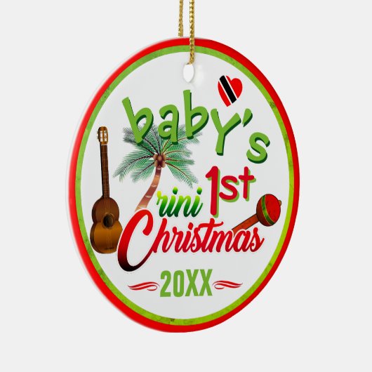 Eerste Trini-kerst voor baby's Keramisch Ornament (Rechts)