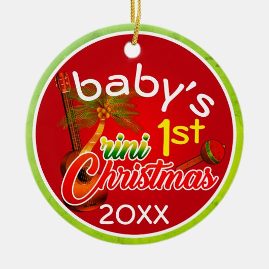 Eerste Trini-kerst voor baby's Keramisch Ornament (Voorkant)