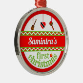 Eerste (Trini) Kerstmis van je baby Metalen Ornament (Rechts)