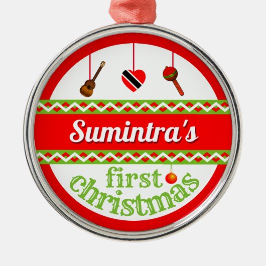 Eerste (Trini) Kerstmis van je baby Metalen Ornament (Voorkant)