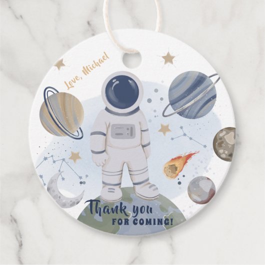 Eerste Trip Galaxy Boy Birthday Dank je Bedankjes Labels (Voorkant)