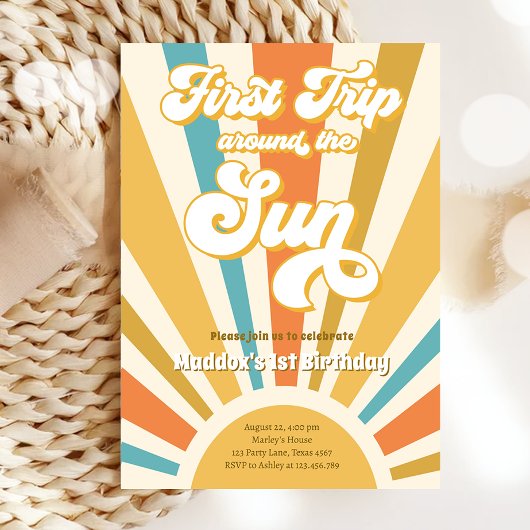 Eerste trips rond zonneschijn eerste verjaardag kaart