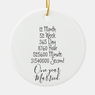 Eerste trouwdag 1e jaar getrouwd huwelijksliefhebb keramisch ornament