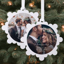 Eerste trouwdag 2 trouwfoto's Papier Kerstmis