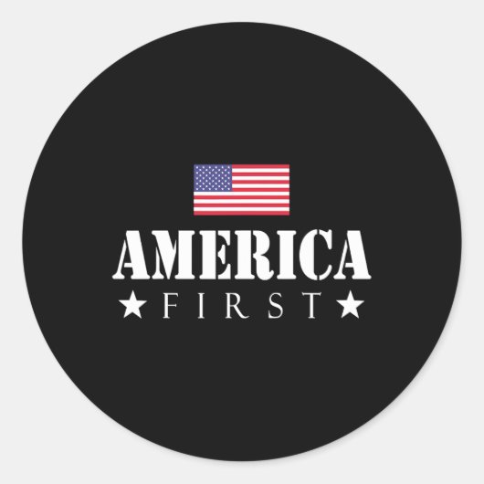 Eerste Trump 2024 America First Ronde Sticker (Voorkant)