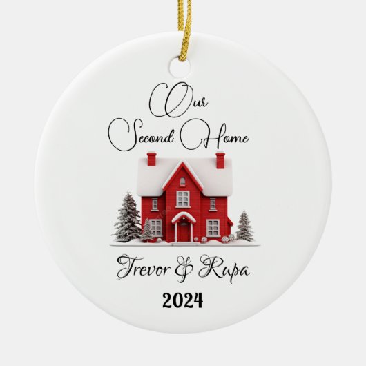 Eerste / tweede kerst in een nieuw huis keramisch ornament (Voorkant)