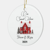 Eerste / tweede kerst in een nieuw huis keramisch ornament (Links)