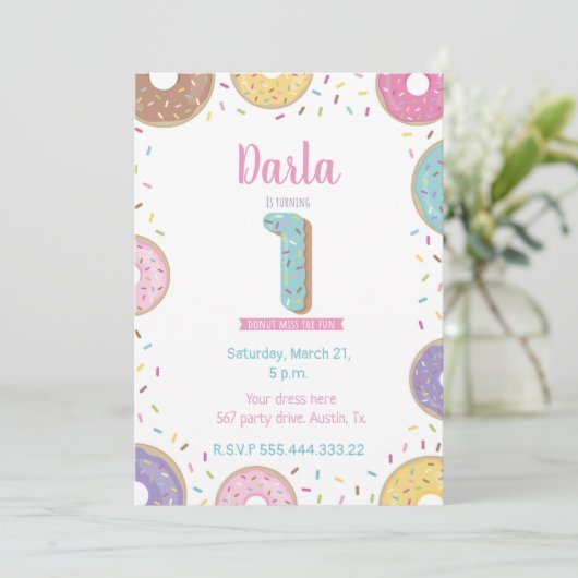 Eerste uitnodiging op Birthday, uitnodiging voor z (Staand voorkant)