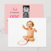 Eerste uitnodiging op de foto van Birthday Briefkaart (Voorkant / Achterkant)