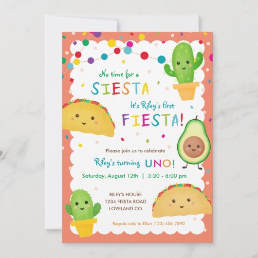 Eerste uitnodiging op feestdag met taco (Voorkant)