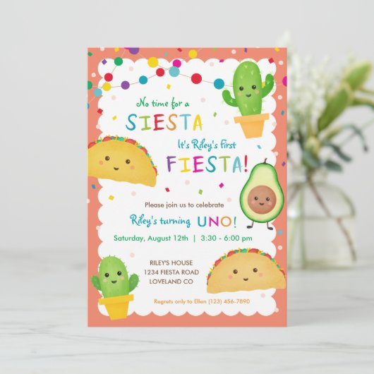 Eerste uitnodiging op feestdag met taco (Staand voorkant)
