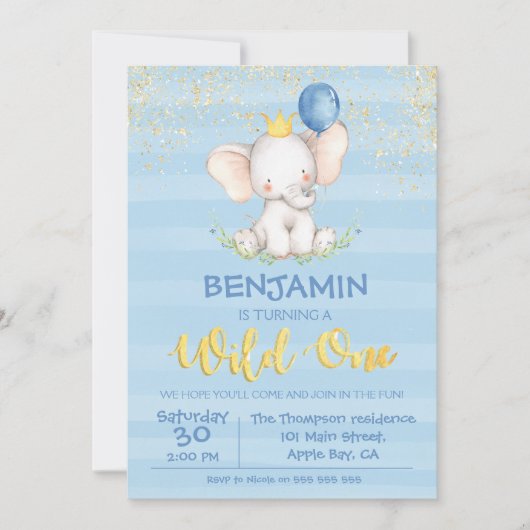 Eerste uitnodiging op zaterdag | Baby Elephant Boy (Voorkant)