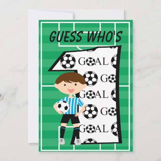 Eerste uitnodiging van Birthday Blue en White Socc (Voorkant)