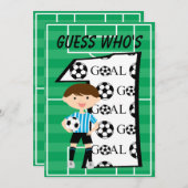 Eerste uitnodiging van Birthday Blue en White Socc (Voorkant / Achterkant)