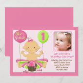 Eerste uitnodiging van Birthday Cake Smash Party (Voorkant / Achterkant)