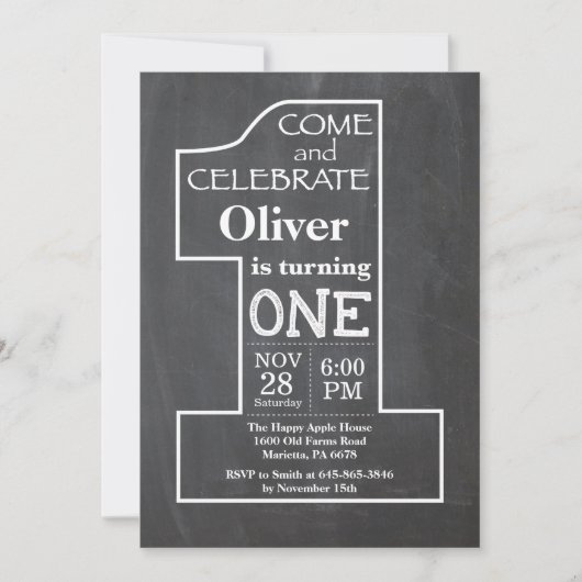 Eerste uitnodiging van Birthday Chalkboard (Voorkant)