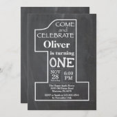 Eerste uitnodiging van Birthday Chalkboard (Voorkant / Achterkant)