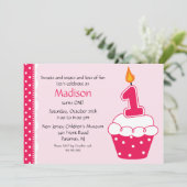 Eerste uitnodiging van Birthday Cupcake (Staand voorkant)