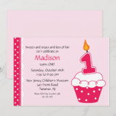 Eerste uitnodiging van Birthday Cupcake (Voorkant / Achterkant)