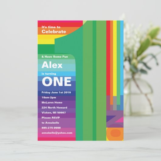 Eerste uitnodiging van Birthday Mod Rainbow (Staand voorkant)