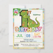 Eerste uitnodiging van Birthday Party Dinosaur (Voorkant)