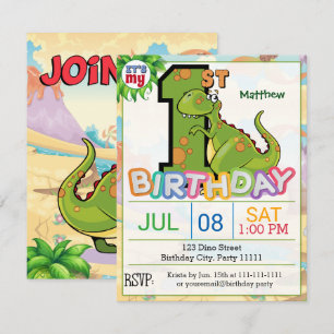 Eerste uitnodiging van Birthday Party Dinosaur