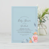 Eerste uitnodiging van Bloom Floral Baby shower (Staand voorkant)
