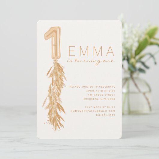 Eerste uitnodiging van de BallonGarland van Birthd (Staand voorkant)