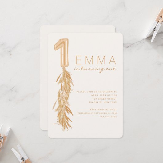 Eerste uitnodiging van de BallonGarland van Birthd (Voorkant / Achterkant in situ)