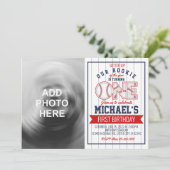 Eerste uitnodiging van de Baseball Birthday met fo (Staand voorkant)