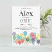 Eerste uitnodiging van de Birthday Balloons (Staand voorkant)