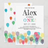 Eerste uitnodiging van de Birthday Balloons (Voorkant / Achterkant)