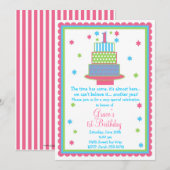 Eerste uitnodiging van de Birthday Cake Party (Voorkant / Achterkant)