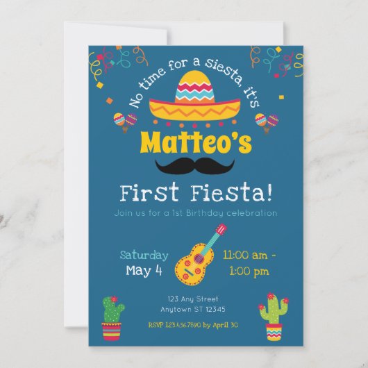Eerste uitnodiging van de Birthday Fiesta Mexican  (Voorkant)