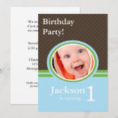 Eerste uitnodiging van de Birthday Party (Voorkant / Achterkant)