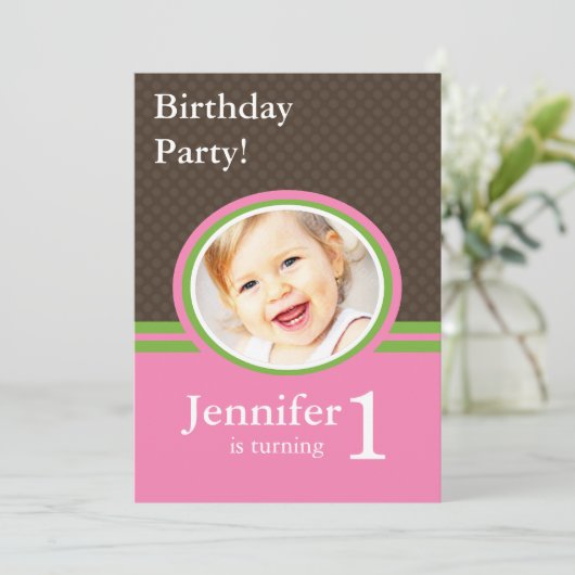 Eerste uitnodiging van de Birthday Party (Staand voorkant)