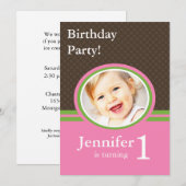 Eerste uitnodiging van de Birthday Party (Voorkant / Achterkant)