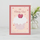 Eerste uitnodiging van de Birthday Party - Heart C (Staand voorkant)