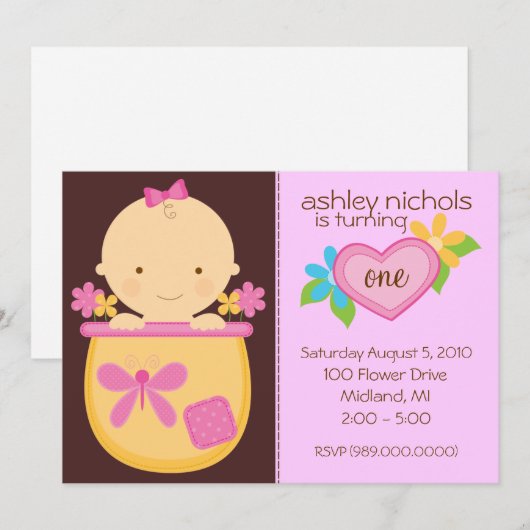 Eerste uitnodiging van de Birthday Party (voor een (Voorkant / Achterkant)