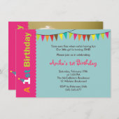 Eerste uitnodiging van de Birthday Party voor meis (Voorkant / Achterkant)