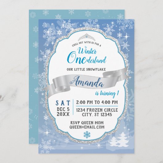 Eerste uitnodiging van de Birthday Winter Onederla (Voorkant / Achterkant)
