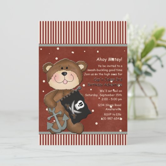 Eerste uitnodiging van de Eerste Mate Pirate Birth (Staand voorkant)