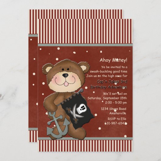 Eerste uitnodiging van de Eerste Mate Pirate Birth (Voorkant / Achterkant)