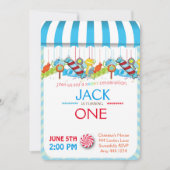 Eerste uitnodiging van de geboorte Candyland Boy (Voorkant)