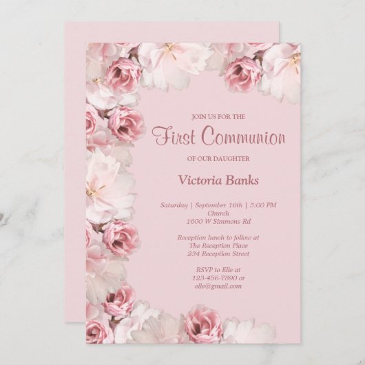 Eerste uitnodiging van de Gemeenschap - Roze/Witte (Voorkant / Achterkant)