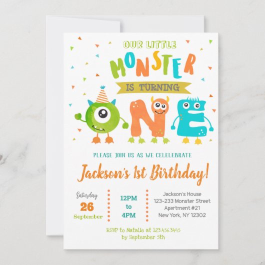 Eerste uitnodiging van de kleine monster van de Bi (Voorkant)