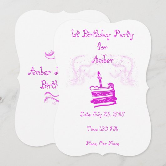 Eerste uitnodiging van de meisjespartij (Voorkant / Achterkant)