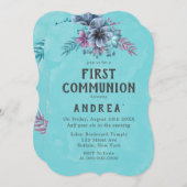 Eerste uitnodiging van de Paarse en Blauwgroen Flo (Voorkant / Achterkant)